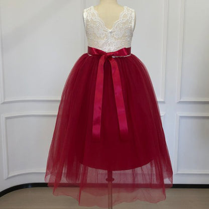Custom Tulle Flower Girl Dresses, Lace Wedding Girl Dress with Floral, Wedding Flower Girl Gown, Girls Pageant Gown,Party Dresses