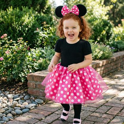 Mouse Inspired Dress, Mouse Ears Headband, ToddlerDress,Tutu Dress,1st Birthday Dress,Baby Girl Mouse Outfits, Girl Birthday Party Dress