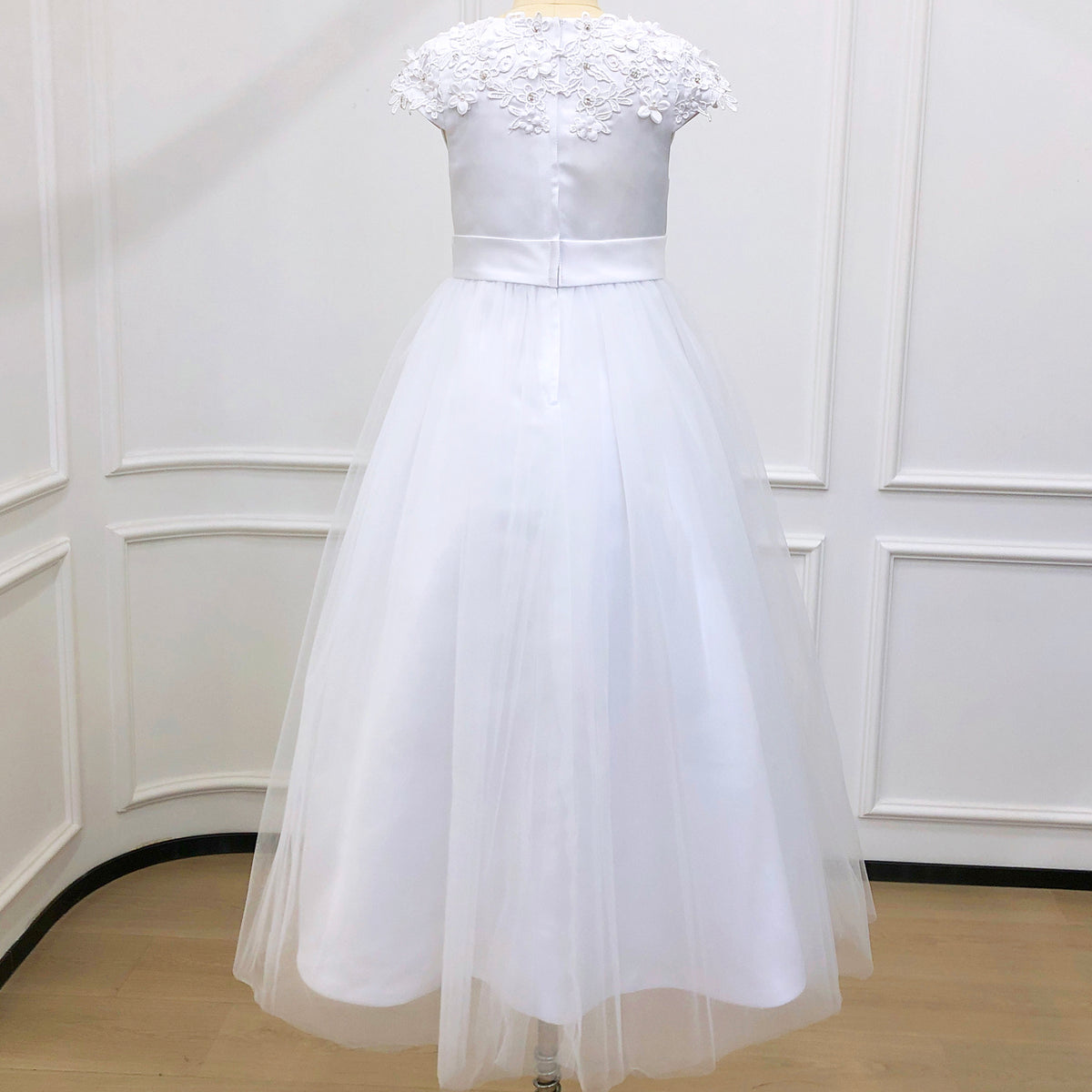 Personalized White 1st Communion Dresses for Girls |Holy Communion Dress|Baptism Gown | Tulle Flower Girl Dresses  |Junior Bridesmaid Dress
