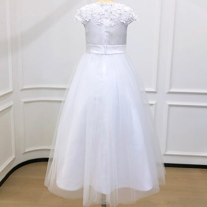 Personalized White 1st Communion Dresses for Girls |Holy Communion Dress|Baptism Gown | Tulle Flower Girl Dresses  |Junior Bridesmaid Dress