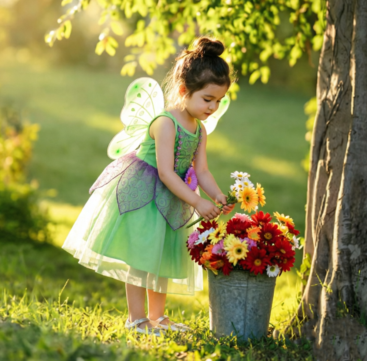 Girls Green Fairy Dress,Tinkerbell Girl Dress,Fairy Costume,Fairy Wing,Tinkerbell Costume,Tinkerbell Cosplay Dress,Kids Birthday Party Dress