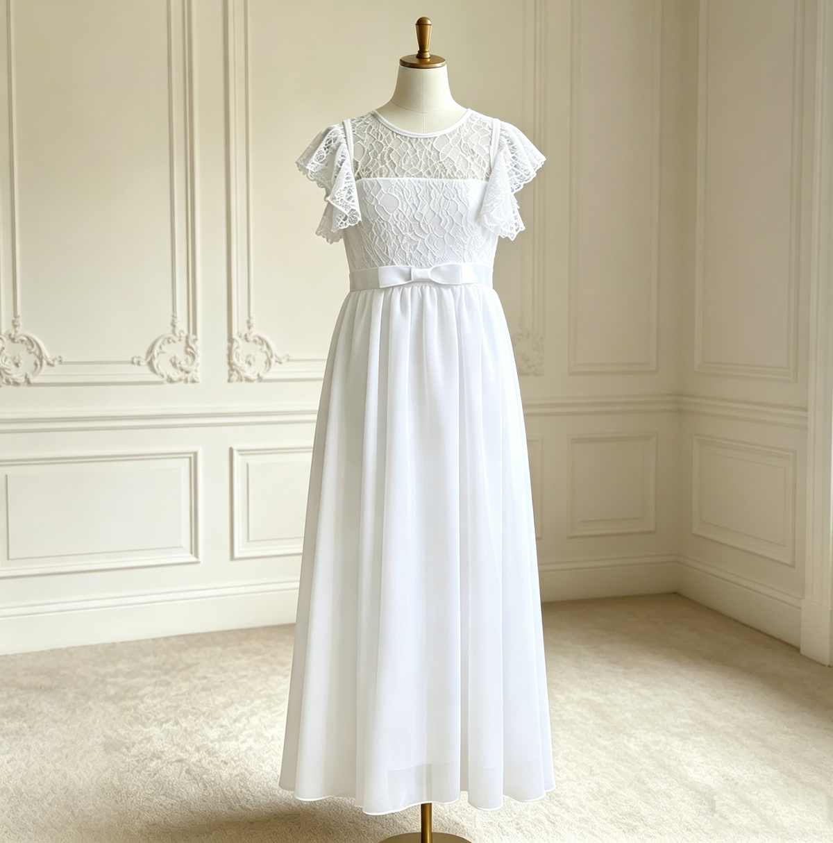 Personalized White Lace 1st Communion Dresses|Holy Communion Dresses|Girls  Birthday Dress|Junior Bridesmaid Dress|Rustic Flower Girl Dress