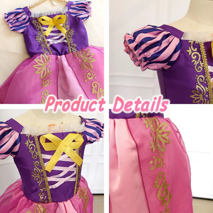 Girl Rapunzel Cosplay Tangled Dress, Girls Princess Birthday Party Gown, Kids Fairy Tale Partywear,Princess party gown