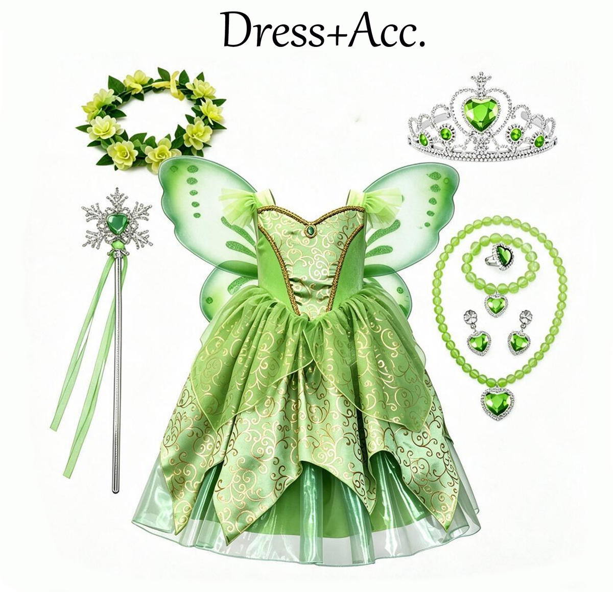 Girls Tinkerbell Costume,Tinkerbell Dress,Green Fairy Dress Girls,Fairy Costume,Tinkerbell Wings,Green tutu Dress,Girls Fairy Tale Costume