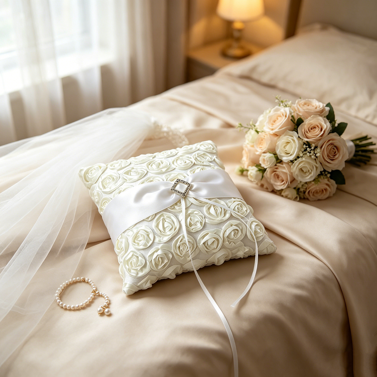 Custom Ivory Ring Bearer Pillow, Wedding Ring Holder, Wedding Ring Pillow, Ivory Wedding Pillow, Lace Wedding Bearer, Ring Bearer Cushions