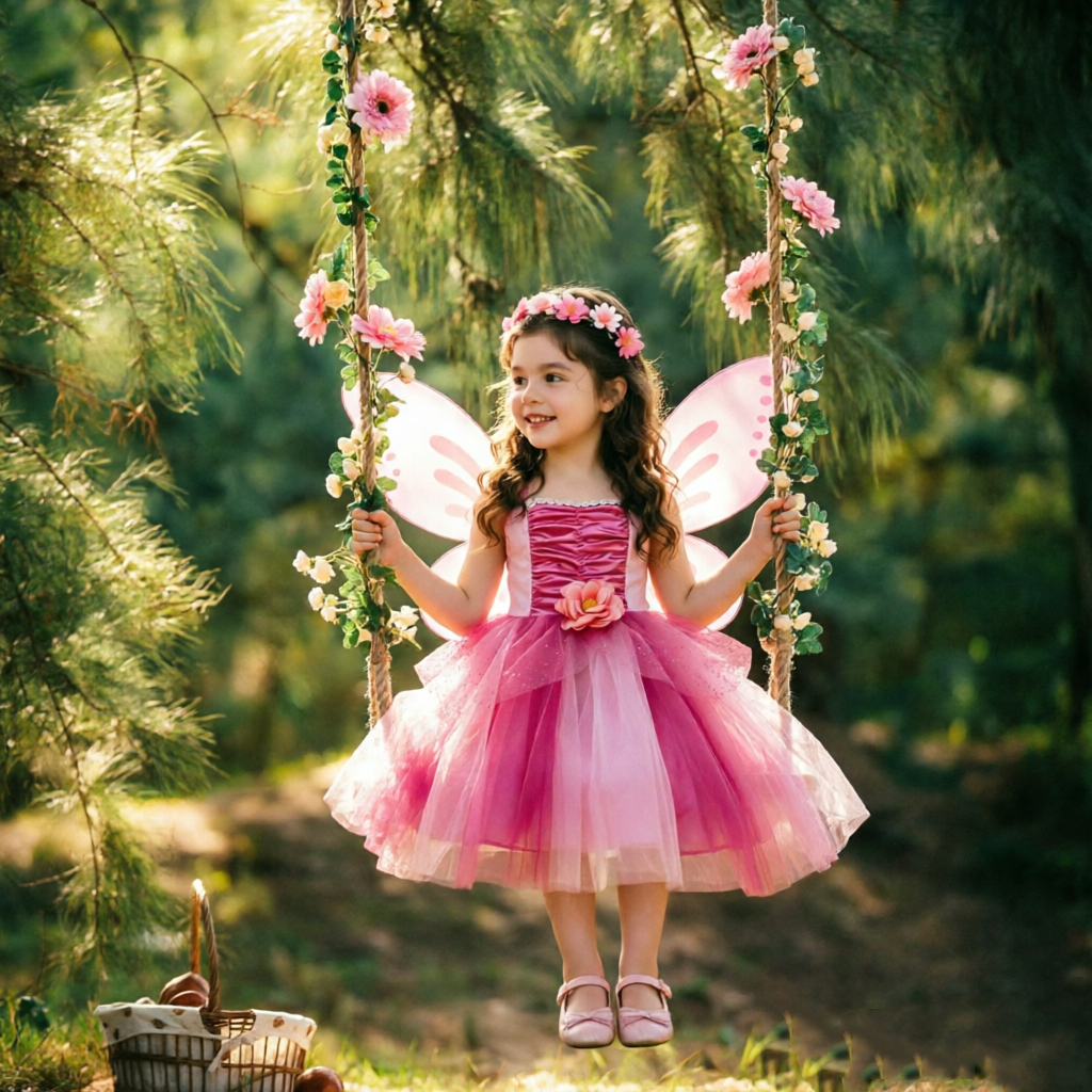 Girls Tinkerbell Costume,Tinkerbell Dress, Fairy Dress Girls, Girls Fairy Wings Costume, Pink TuTu Dress, Fairy Costume, Girls Cosplay Dress