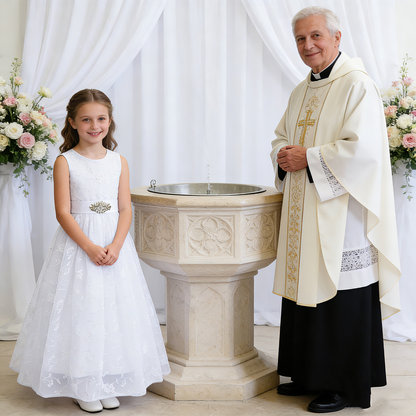 Personalized 1st Communion Dresses| Lace Holy Communion Dress | Flower Girl Dresses with Belt | Baptism Dresses| Wedding Party Girls Dresses