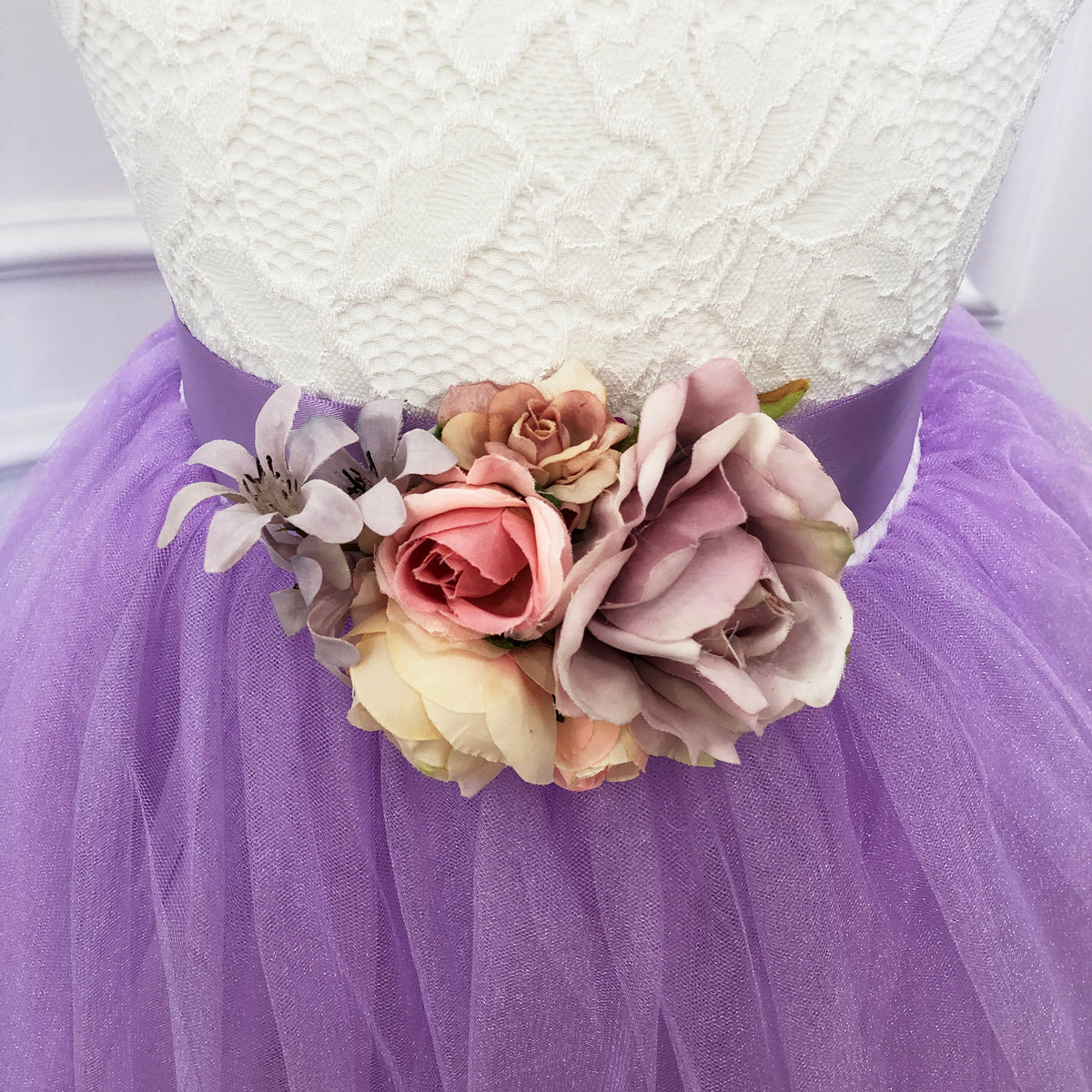 Custom Tulle Flower Girl Dresses, Lace Wedding Girl Dress with Floral, Wedding Flower Girl Gown, Girls Pageant Gown,Party Dresses
