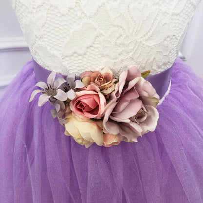 Custom Tulle Flower Girl Dresses, Lace Wedding Girl Dress with Floral, Wedding Flower Girl Gown, Girls Pageant Gown,Party Dresses