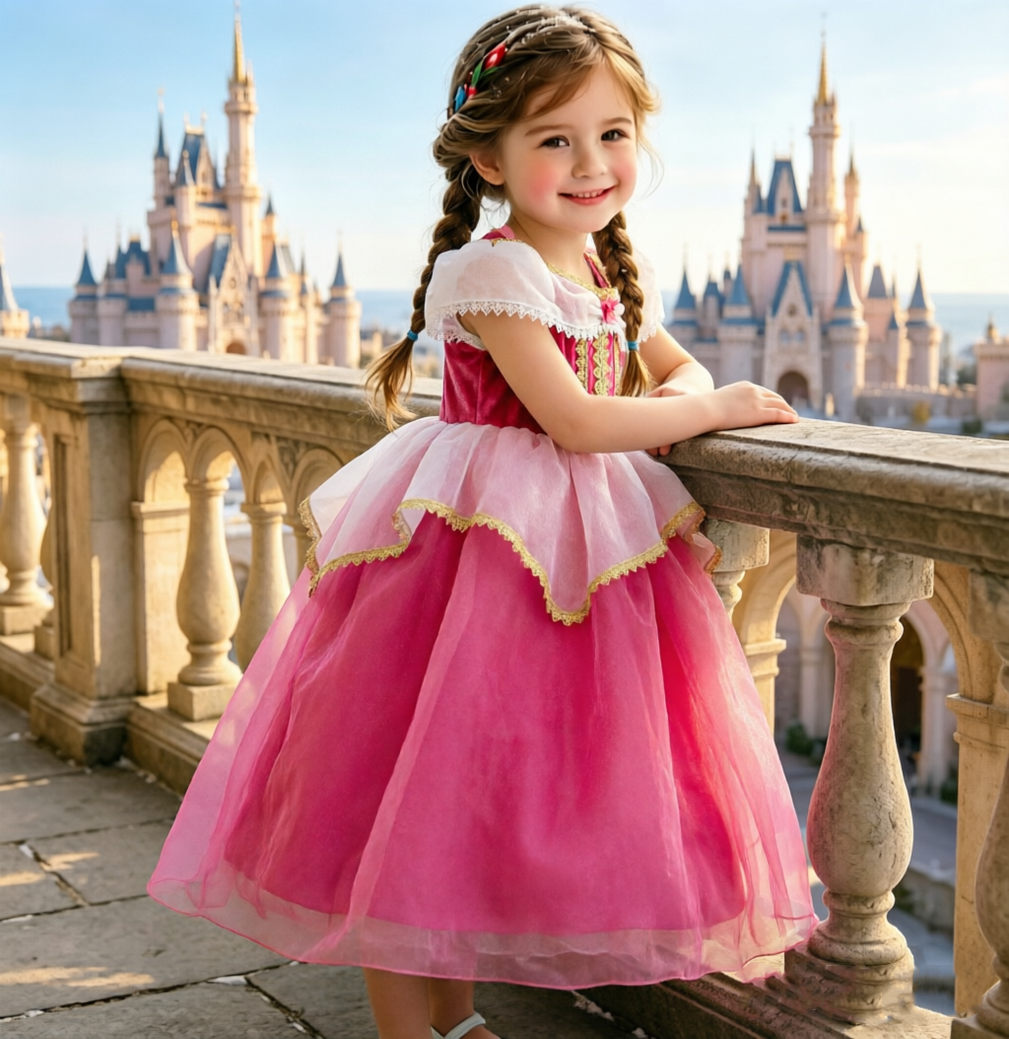 Girls Sleeping Beauty Dress, Girls Aurora Costume, Princess Party Dress up,Halloween Costume, Girls Princess Outfit, Princess Aurora Dress
