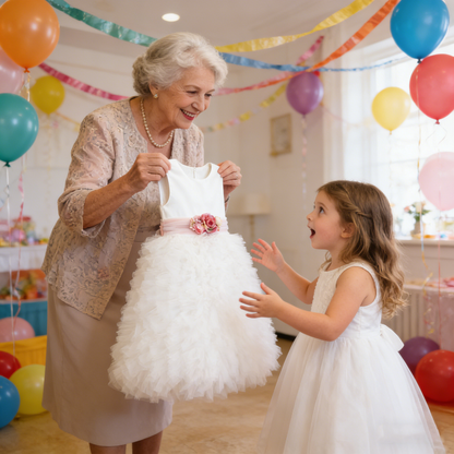 Personalized White Tulle Flower Girl Dresses with Floral Sash |1st Communion Dresses| Girls Formal Dress|Wedding Girl Dress|Birthday Dresses