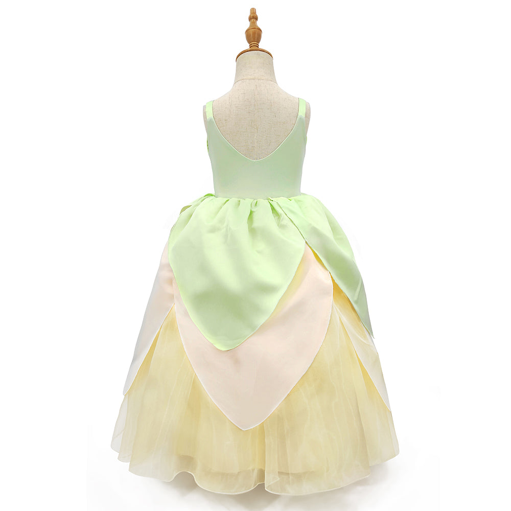 Tiana Costume for Girls Slip Dress Princess and the Frog Costume Birthday Party Fancy Dresses Formal Prom Dress