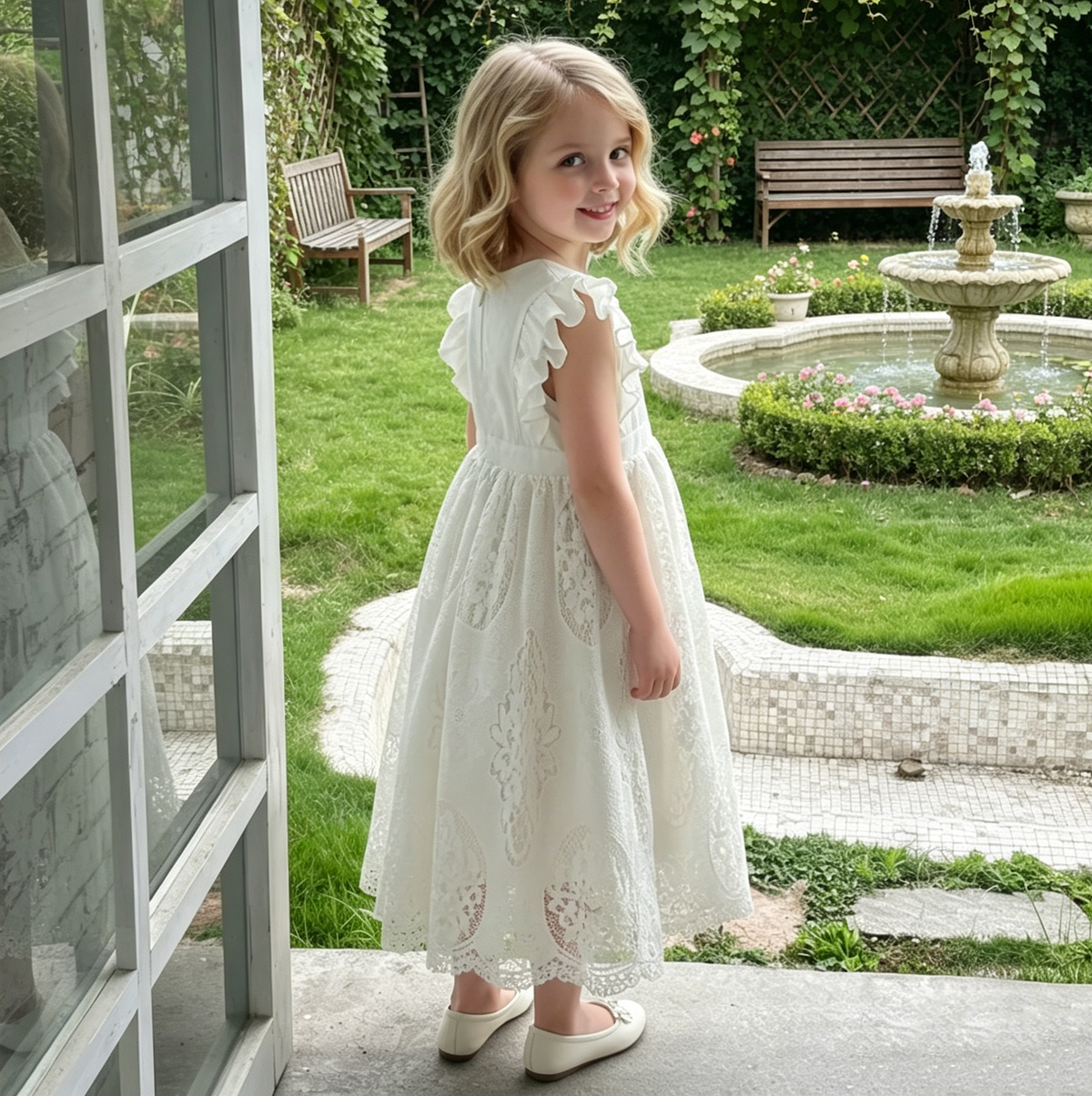 Country Flower Girl Dresses, Ivory Flower Girl, Communion Dress,Christening Dress,Lace Girl Dress, Bohemian Flower Girl,First Holy Communion