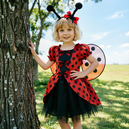Red Ladybug Polka Dot Tulle Dress,Toddler Girl Bug Costume,Birthday Party Outfit,Halloween Bug Costume,Photo Prop Dress