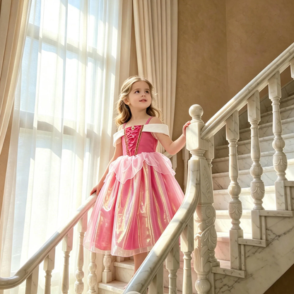 Princess Aurora Inspired Pink Ball Gown for Girls, Sleeping Beauty Costume,Aurora Costume,Elegant Princess Ballgown for Girls
