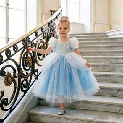 Cinderella Princess Dress for Girls , Blue Tulle Ball Gown ,Birthday Outfit, Flower Girl Dress, Halloween Costume ,Kids Fairy Tale Dress