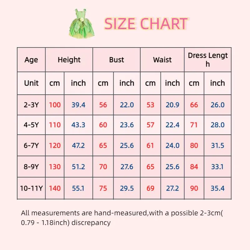 Girls Green Fairy Princess Dress,Girl Tinkerbell Dress,Kids Halloween Party Outfit, Flower Fairy Tutu Dress for Cosplay Birthday