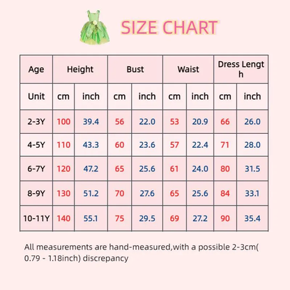 Girls Green Fairy Princess Dress,Girl Tinkerbell Dress,Kids Halloween Party Outfit, Flower Fairy Tutu Dress for Cosplay Birthday