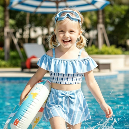 Girls Elsa Swimsuit Set, Girls Bathing Suit,Girls Swimwear,Kids Beach Outfit,Girls Birthday Swim,Kids Swimsuit,Baby Girl Swimsuit