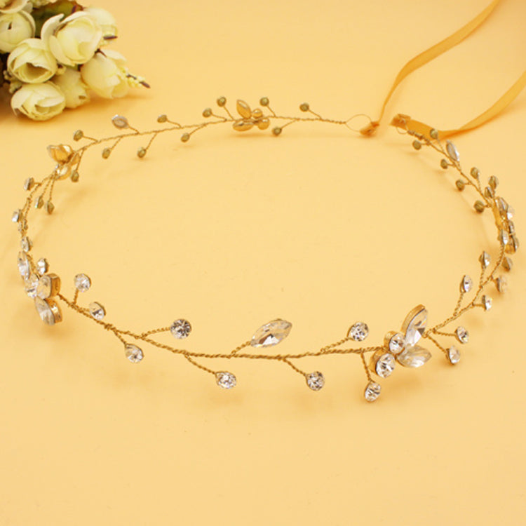 Clear Rhinestone Crystal Pearl Headband Wedding Bridal Silver or gold Hairbands Hair Vine