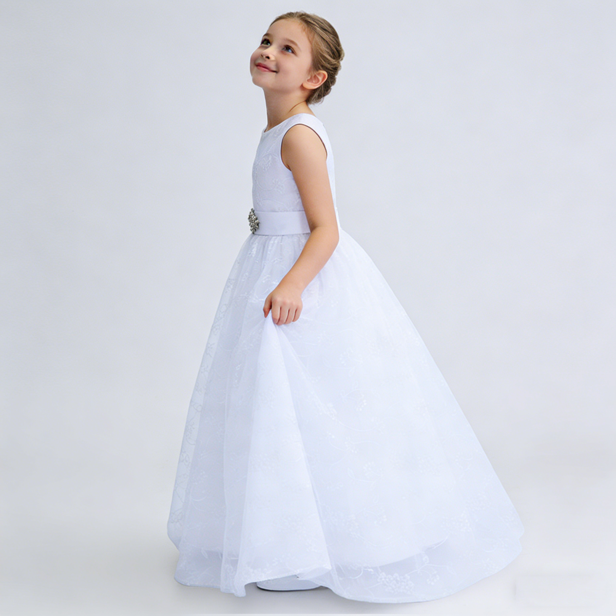 Personalized 1st Communion Dresses| Lace Holy Communion Dress | Flower Girl Dresses with Belt | Baptism Dresses| Wedding Party Girls Dresses