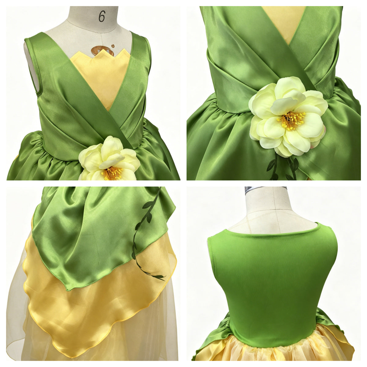 Princess Tiana Dress for Girls,Princess and Frog Dress,Tiana Birthday Gift,Princess Dress Child, Girl Pageant Dress,Child Princess Dress