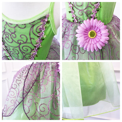 Girls Green Fairy Dress,Tinkerbell Girl Dress,Fairy Costume,Fairy Wing,Tinkerbell Costume,Tinkerbell Cosplay Dress,Kids Birthday Party Dress