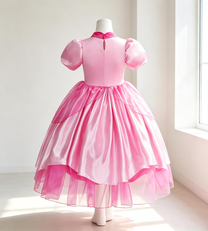 Princess Peach Costume Dress,Pink Princess Gown for Girls,Birthday Party Dress ,Halloween Costume,Toddler Princess Dress,Kids Cosplay Outfit