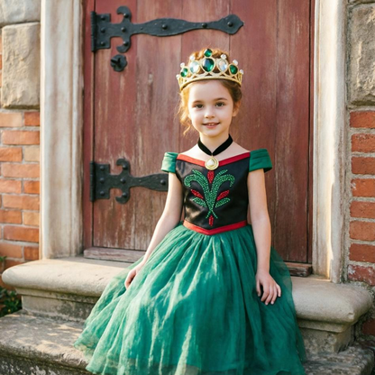 Girl Anna Coronation Dress, Frozen Inspired Princess Gown, Fairy Tale Party Wear,Girl Anna Birthday Outfit