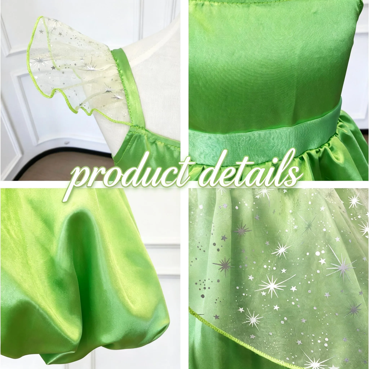 Tinker Bell Bubble Fairy Dress for Girls, Green Fairy Princess Dress, Kids Cosplay Outfit for Birthday Halloween Photoshoot