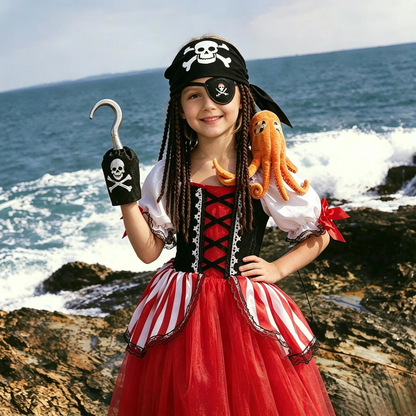 Girls Pirate Dress, Girls Pirate Costume,Kids Pirate Costume,Halloween Kids Party  Dress, Pirate Cosplay,Pirate Princess Dress,Pirate Outfit