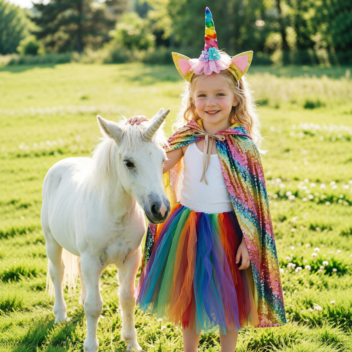 Rainbow Tutu Skirt & Sequin Cape Set, Kids Unicorn Party Costume, Girls Halloween Dress‑up Outfit, Birthday Photo Prop, Festival Playwear