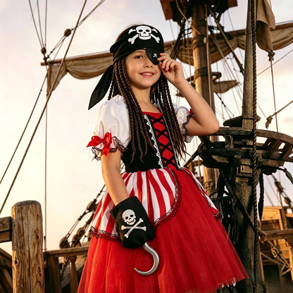 Girls Pirate Dress, Girls Pirate Costume,Kids Pirate Costume,Halloween Kids Party  Dress, Pirate Cosplay,Pirate Princess Dress,Pirate Outfit