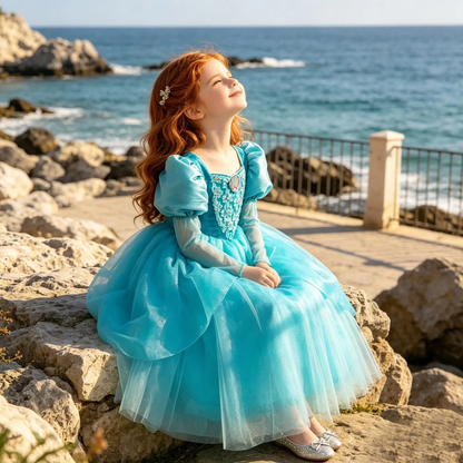 Ariel Little Mermaid Princess Costume Dress,Kids Tulle Ball Gown,Girls Cosplay Halloween,Birthday Party Outfit