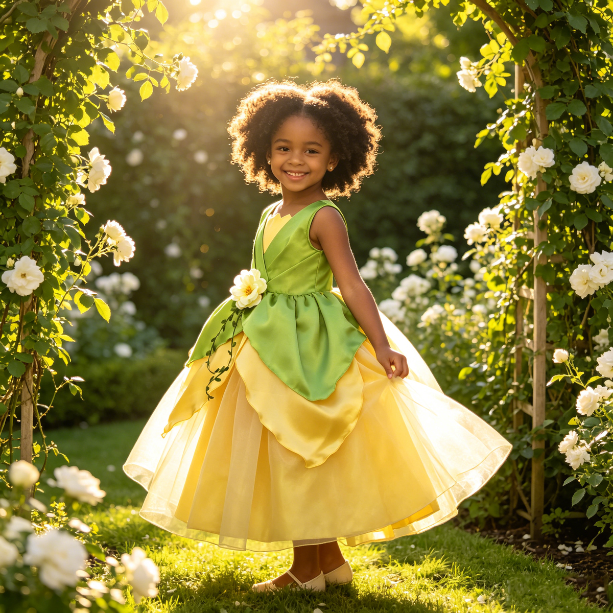 Princess Tiana Dress for Girls,Princess and Frog Dress,Tiana Birthday Gift,Princess Dress Child, Girl Pageant Dress,Child Princess Dress