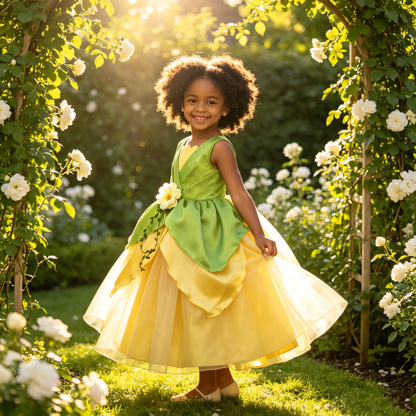 Princess Tiana Dress for Girls,Princess and Frog Dress,Tiana Birthday Gift,Princess Dress Child, Girl Pageant Dress,Child Princess Dress