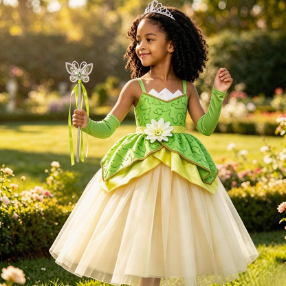 Tiana Princess Dress,Tiana Costume,Tiana Birthday, Princess Tiana Costume,Princess and Frog Dress,Green Princess Dress, Princess Tiana Party