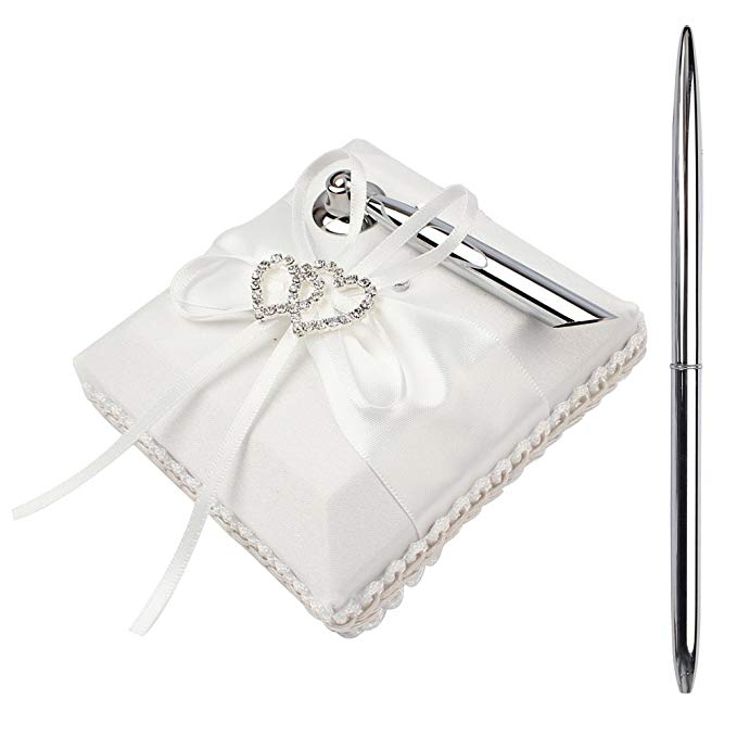 Wedding Guest Book With Pen Holder Sets Satin Bows For Party Decorations