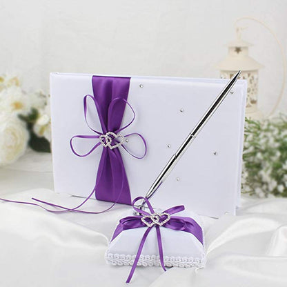 Wedding Guest Book With Pen Holder Sets Satin Bows For Party Decorations