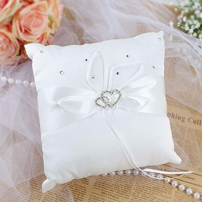 Bridal Wedding Ring Pillow Ceremony Ring Bearer Pillow Cushion Crystal