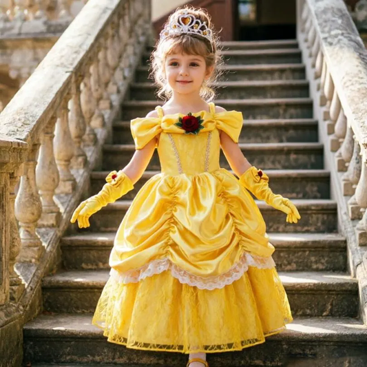 Girls Belle Princess Dress, Beauty and the Beast Belle Royal Princess Gown ,Princess Belle Party,Yellow Formal Dress