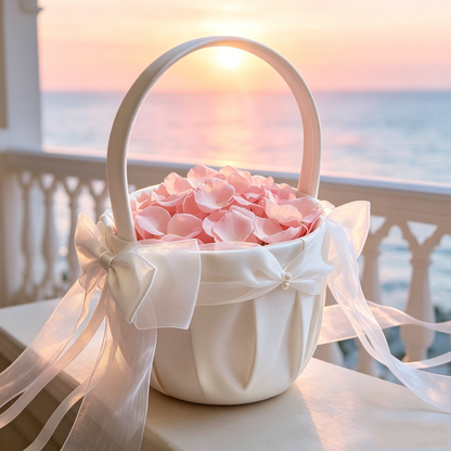 Flower Girl Baskets, Wedding Baskets, Ivory Samll Flower Basket, Rustic Basket, Bridesmaid Basket, Wedding Card Basket, Petite Flower Basket