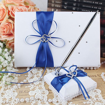 Wedding Guest Book With Pen Holder Sets Satin Bows For Party Decorations