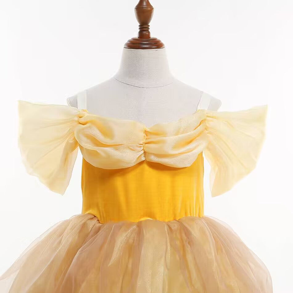 Belle Dress Princess Costume Yellow Party Fancy Gowns Halloween Cosplay Dress up