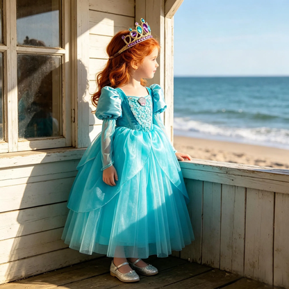 Ariel Little Mermaid Princess Costume Dress,Kids Tulle Ball Gown,Girls Cosplay Halloween,Birthday Party Outfit