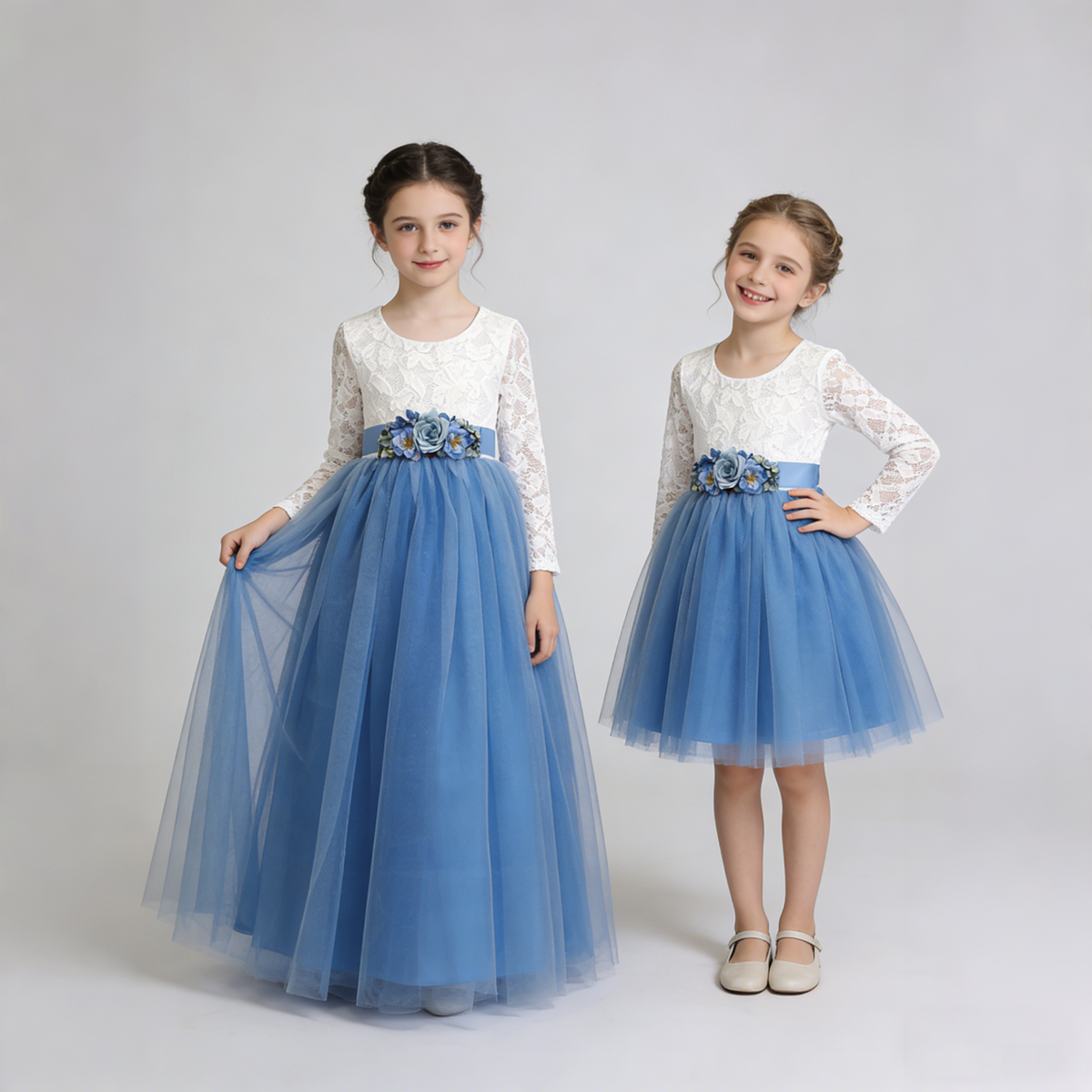 Personalized Rustic Tulle Flower Girl Dresses, Lace Flower Girl Dresses with Sash,Boho Wedding Flower Girl,Junior Bridesmaid, Birthday Dress