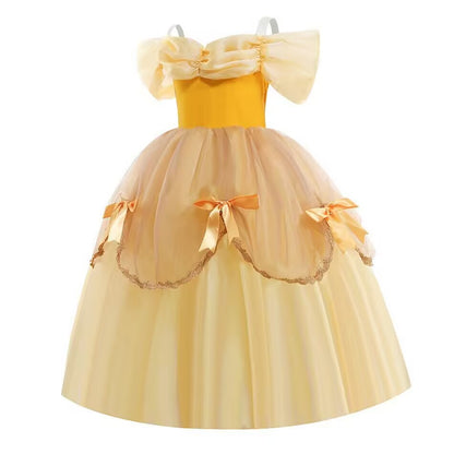 Belle Dress Princess Costume Yellow Party Fancy Gowns Halloween Cosplay Dress up