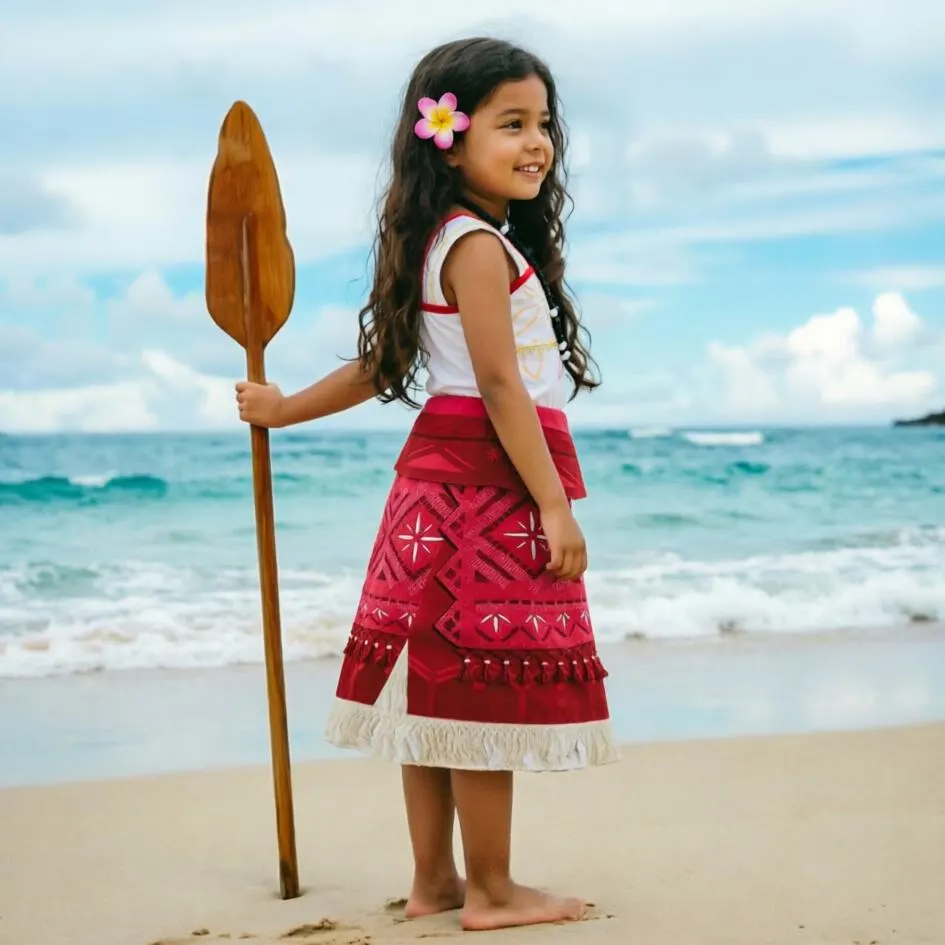 Girl Moana Inspired Dress, One-Shoulder Costume,Girl Summer Party Wear,Moana Toddler Dress,Moana Birthday Dress