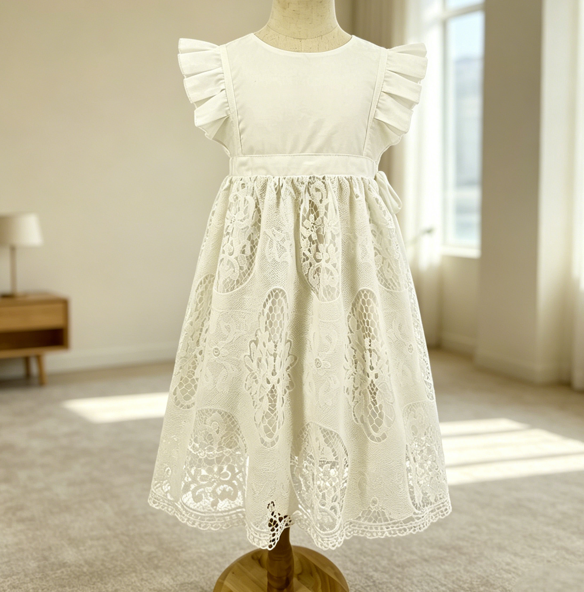 Country Flower Girl Dresses, Ivory Flower Girl, Communion Dress,Christening Dress,Lace Girl Dress, Bohemian Flower Girl,First Holy Communion