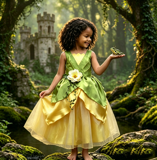 Princess Tiana Dress for Girls,Princess and Frog Dress,Tiana Birthday Gift,Princess Dress Child, Girl Pageant Dress,Child Princess Dress